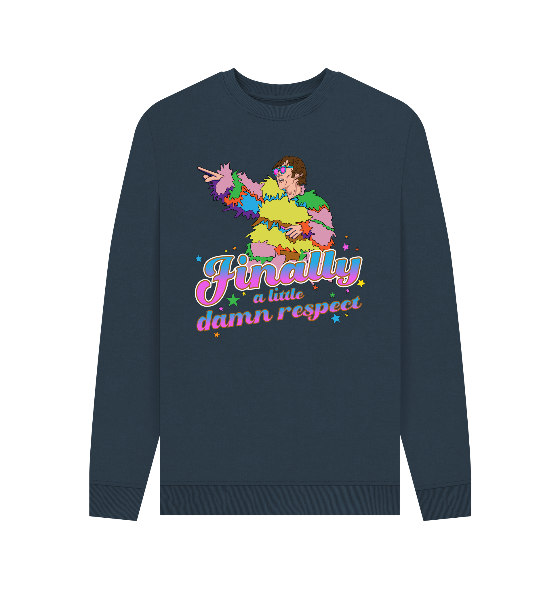 Navy Blue Printed Sweater Front