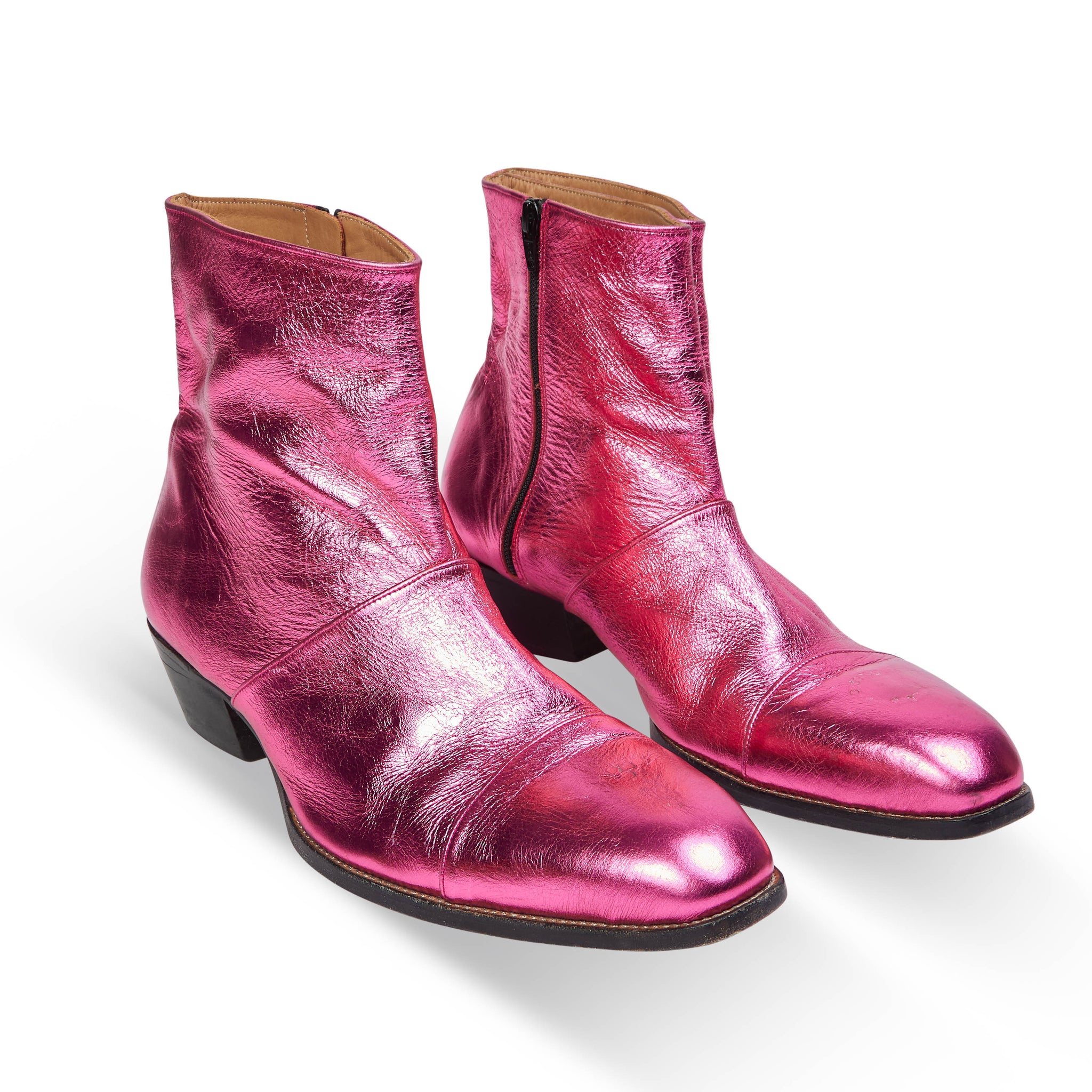 Pink Metallic Beatle Boots